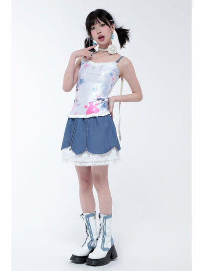 Cute ghost dopamine Printed suspenders