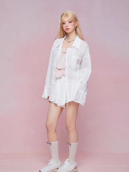 Flare long-sleeved loose shirt