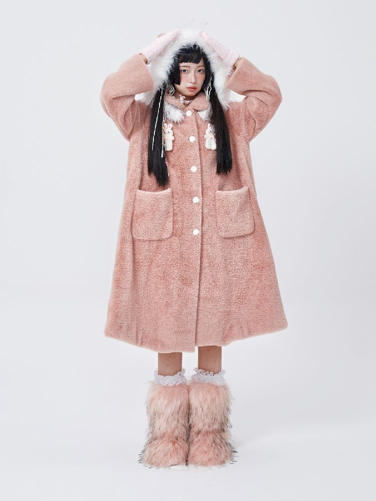 Retro Cute Rabbit Tweed Coat