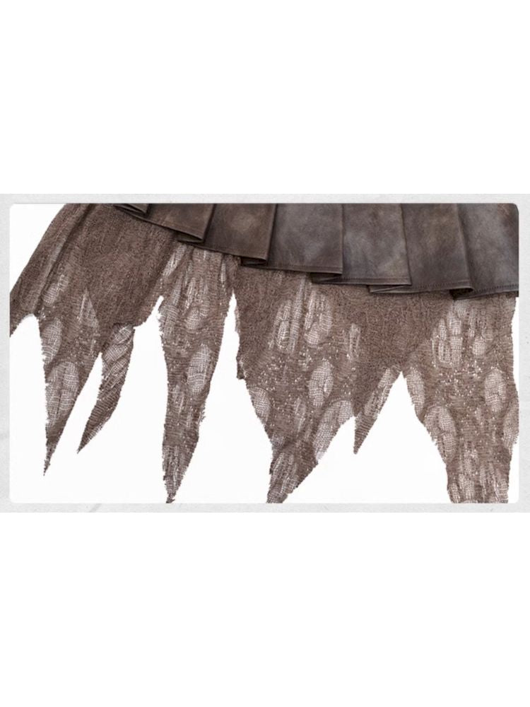 Hippie Spliced Irregular Leather Skirt