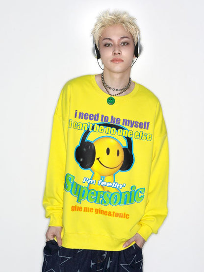 American Casual Street Smiley Loose Pullover