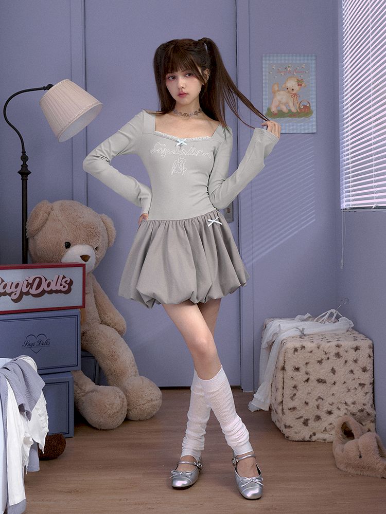 Princess Gray Knit Dress