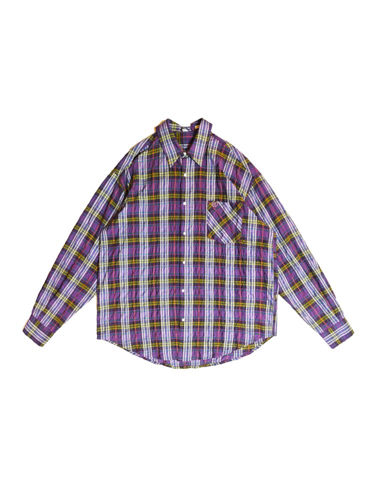 Lazy wind yellow and purple plaid shirt