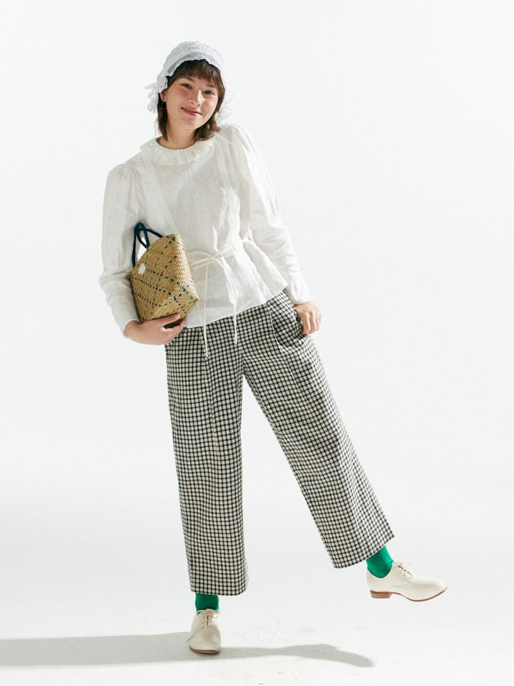 Plaid High Waist Tapered Pants