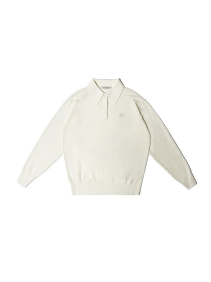 Polo collar long-sleeved jumper