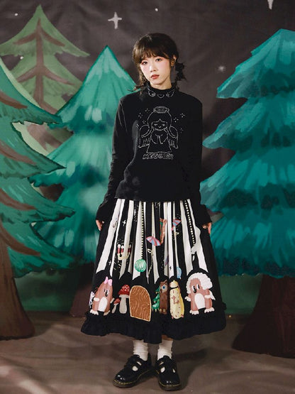 Stereoscopic Embroidered Organs Half Skirt