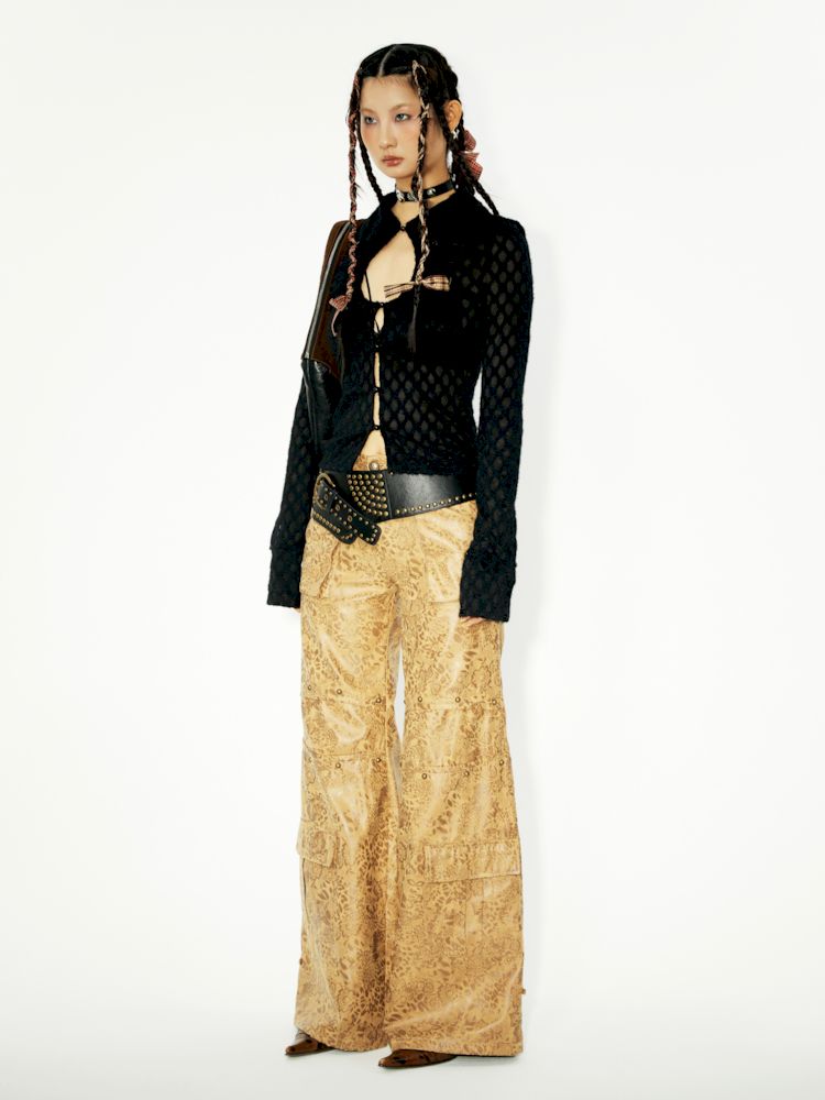 Work Wide Leg Leather Pants