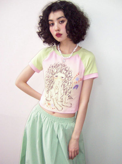 Noise Girl Printed Short Sleeve T-Shirt