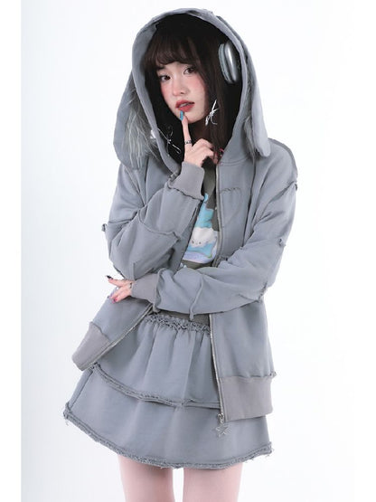 Rabbit Ears Hooded Sweatshirt Cardigan Jacket