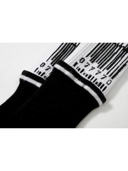 Barcode knitted anti-pilling patchwork design sports socks