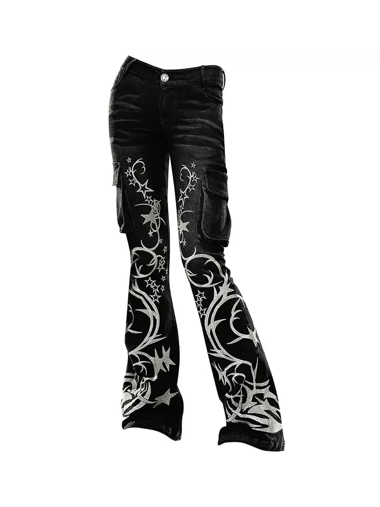 Totem Pentagram Embroidered Jeans