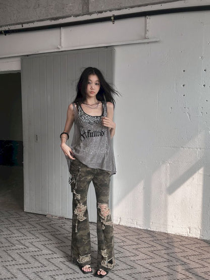 Camouflage Low Waisted Work Pants