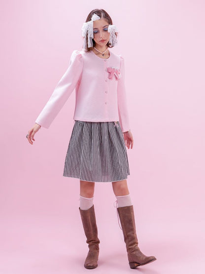 Baby Pink Waffle Loose Long Sleeve Jacket