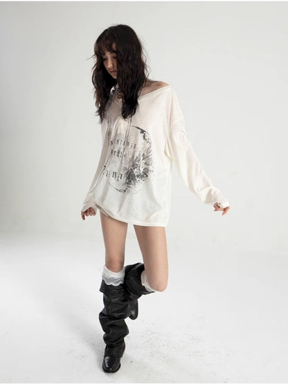 Loose Asymmetric Neckline T-Shirt