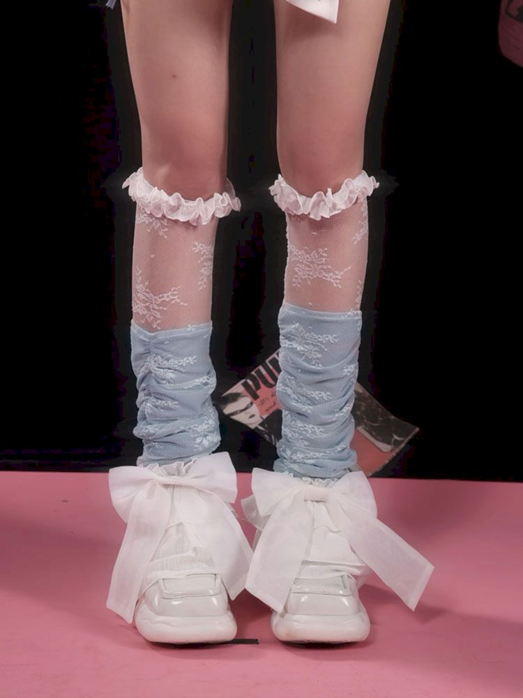 Y2K Calf Socks Lace Patchwork Legwarmers