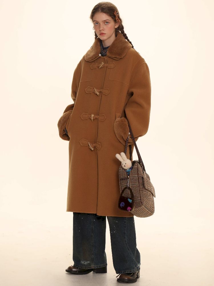 Removable Leader Lapel Wool Cowl Coat