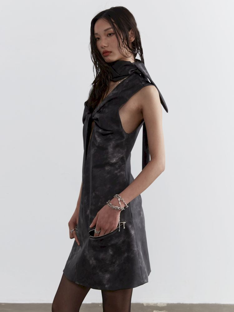 Ink Dye Leather Bib Dress