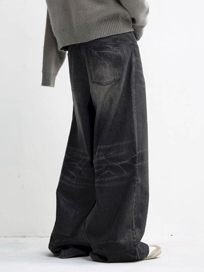 Washed Black Wide Leg Jeans