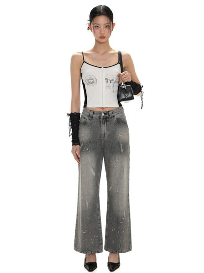 Spray horsebit high waisted nine-minute pants