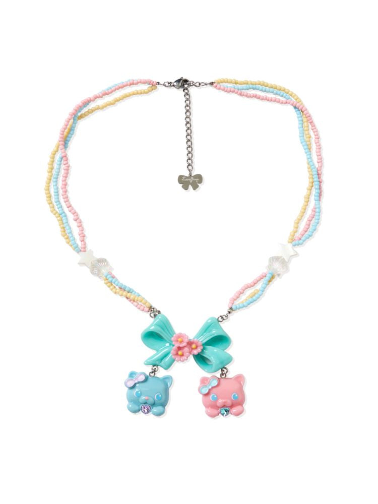 Bow Cat Resin Colourful Beads Necklace