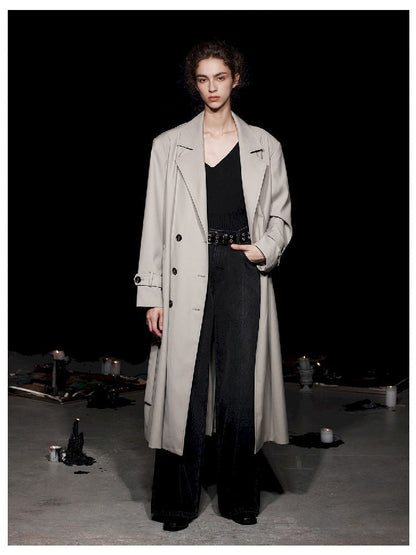 Long double-breasted trench coat