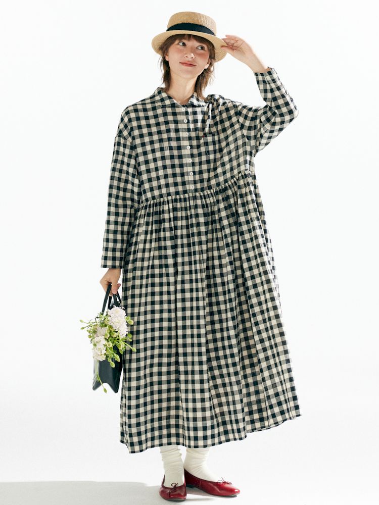 Large Hem Hand Pleated Loose Dress