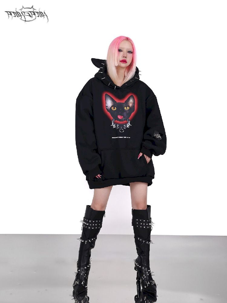 Hooded Studded Rock Punk Genderless Sweatshirt