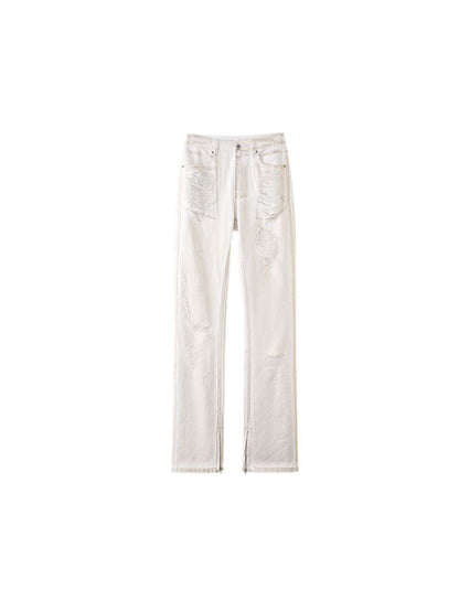 White hot gold hole Slim jeans