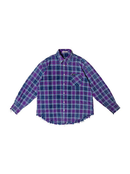 Checkered long-sleeved shirt