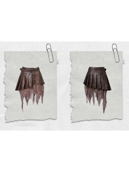 Hippie Spliced Irregular Leather Skirt