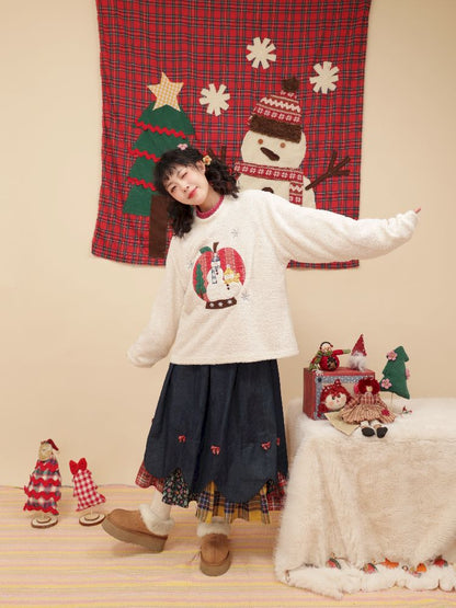 Snowman appliqué Christmas sweater