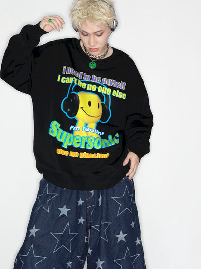 American Casual Street Smiley Loose Pullover