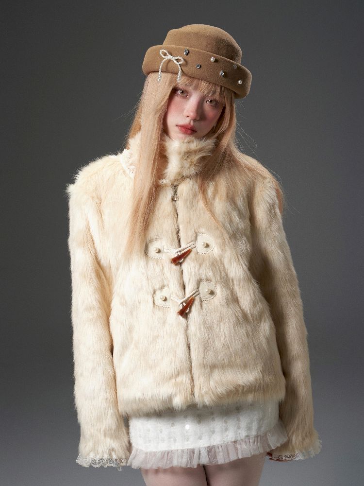 High Collar Detachable Fur Coat