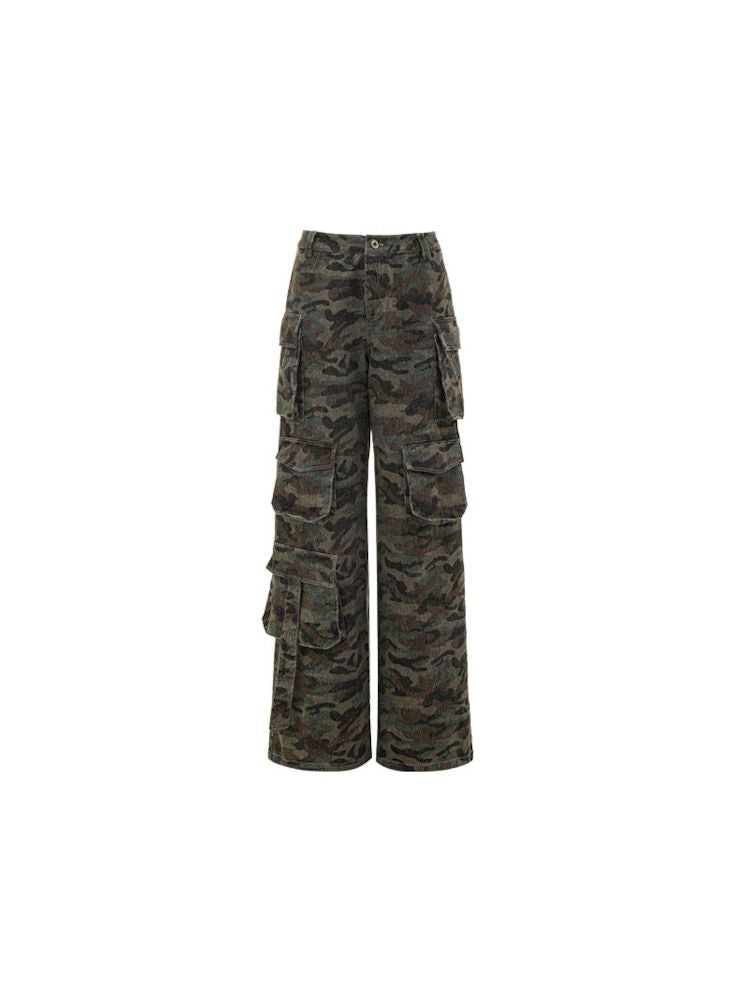 Camouflage washed work pants