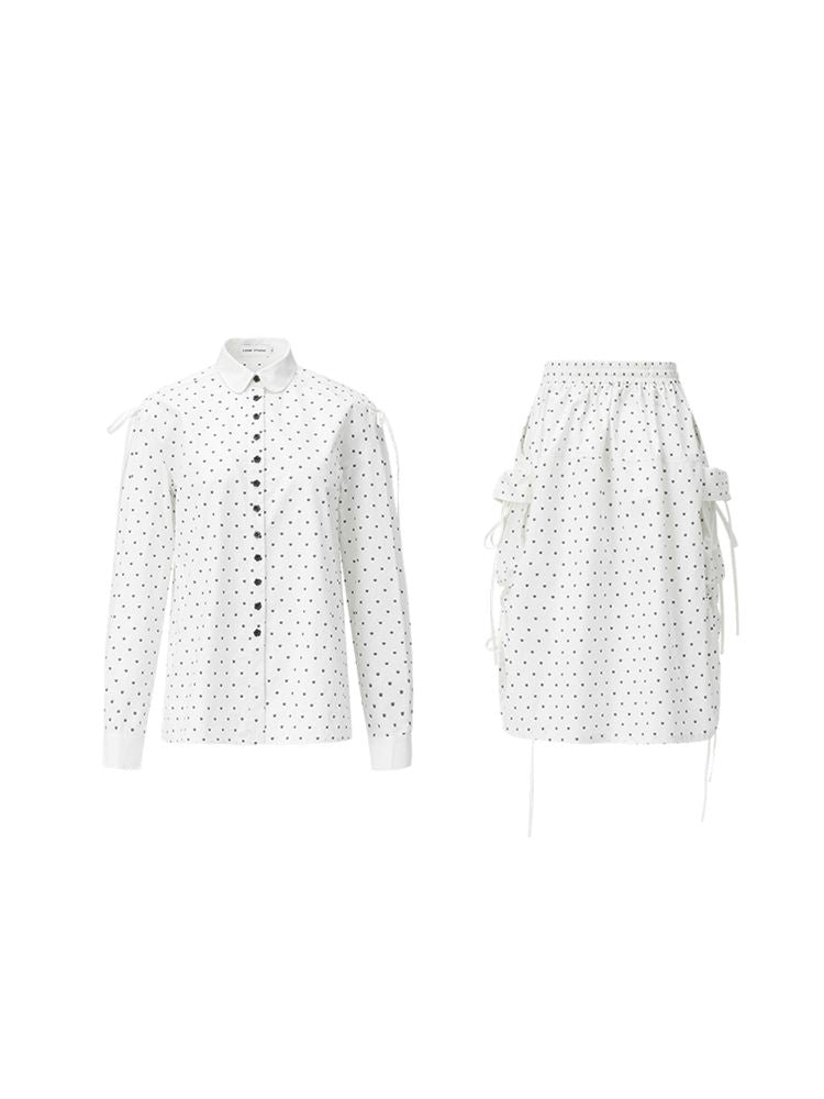 Cat's Paw Polka Dot Doll Collar Blouse Set