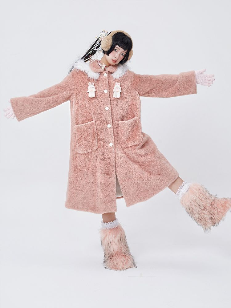 Retro Cute Rabbit Tweed Coat