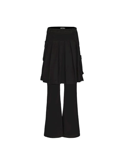 Fake Two Piece Slim Casual Pleated Skirt