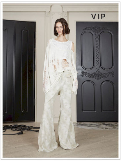 Loose Draped Full Printed Wide Leg Pants