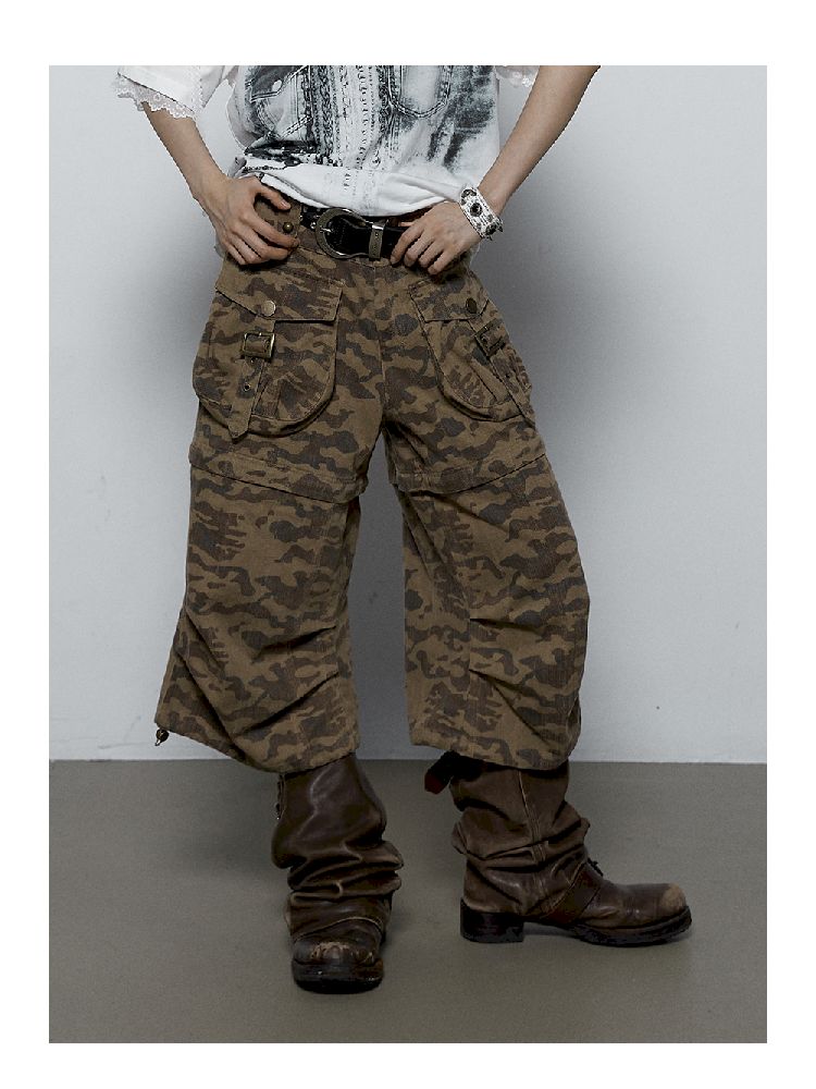 Scrap Loose Camouflage Two Wear Shorts Seven Pants