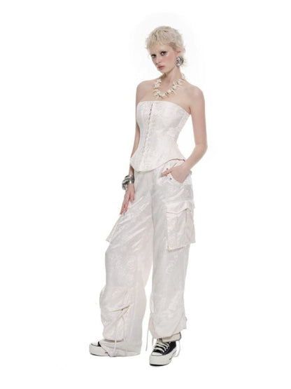 Jacquard Satin Work Pants