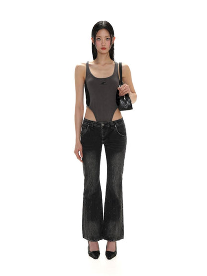 Slim low waist denim flare pants