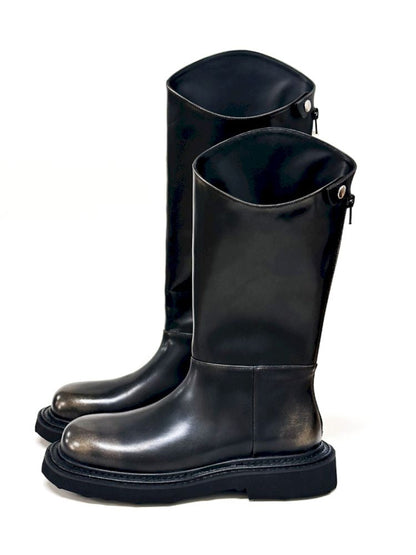 Polished Cowhide Riding Boots