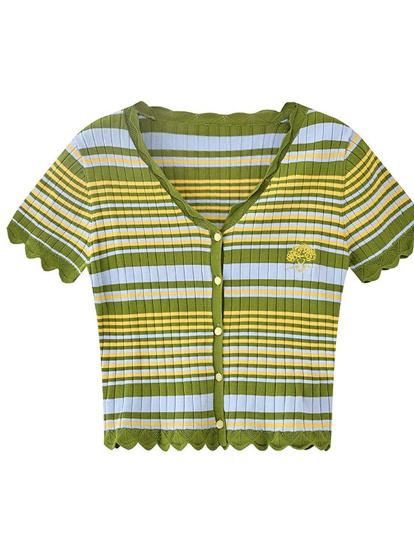 "Flight to Berlin" Knit Short Sleeve Cardigan