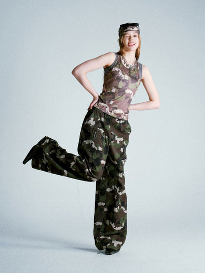 Camouflage I-beam Vest Two Piece Set