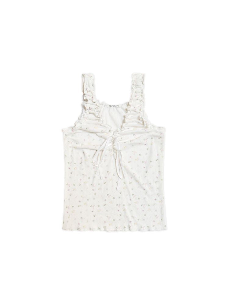 Ribbon Drawstring Lace Sleeveless Camisole