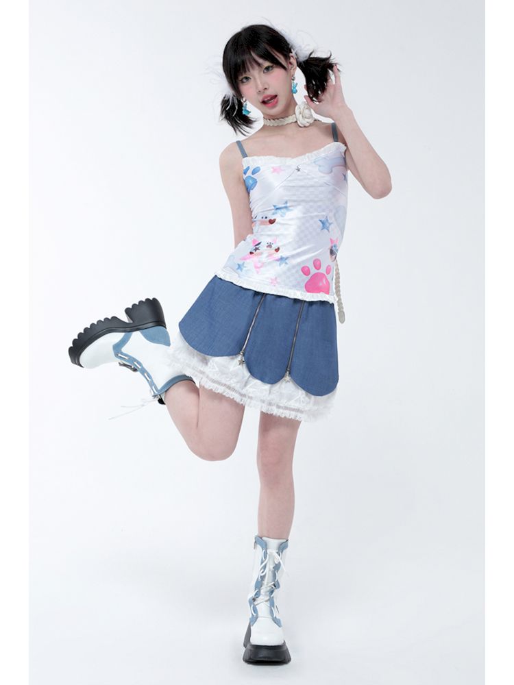 Cute ghost dopamine Printed suspenders