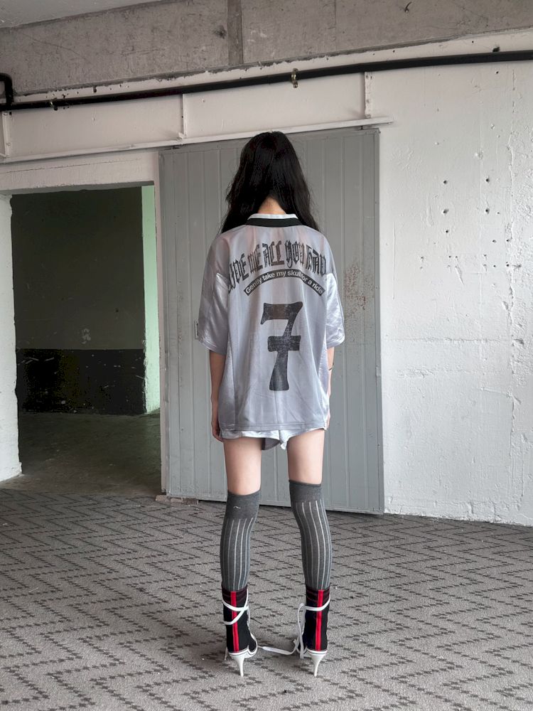 Satin Patchwork Street Oversize Jersey T-Shirt