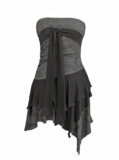 Grey Tie Dye Scrap Sheath Dress