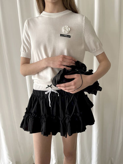 Multi Layered Lace Hem Cotton Skirt