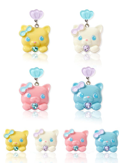 Cat Resin Colourful Earrings Earrings Clip Ring